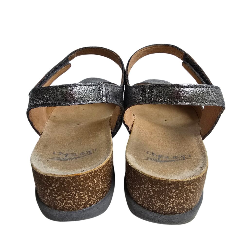 Dansko Marcy Wedge Sandals Size EU 40 US 9.5-10 Gray Metallic Leather Silver - Picture 6 of 14